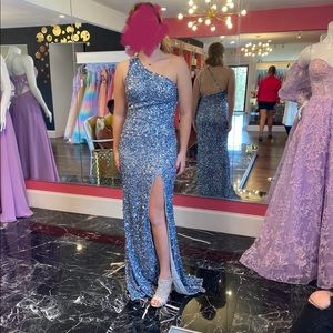 Light Blue Sequin Prom Dress